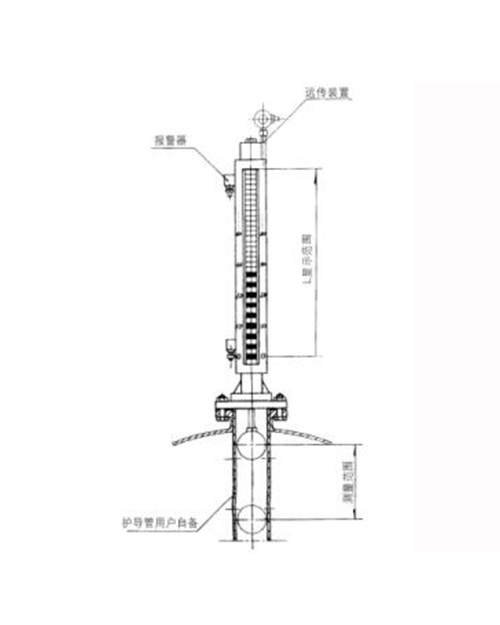 UQZ-55Z系列顶装式(底装式) 磁翻柱液位计画线图